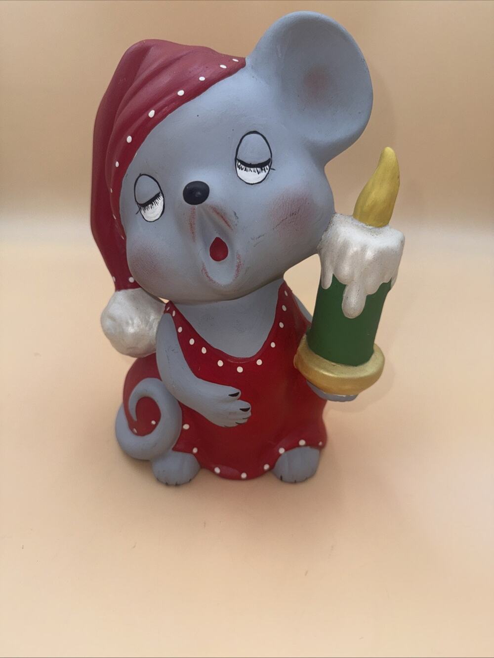 Vintage Christmas Carolers Mouse 9.5” Ceramic Figurine Decor Folkart 1980